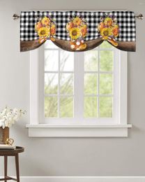 Curtain Autumn Sunflower Pumpkin Kitchen Valance Window For Living Room Bedroom Tie Up