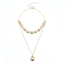 Pendant Necklaces Gold Ethnic Multi Layer Shell Statement Necklace Seashell Beach Chain Choker Women Jewellery