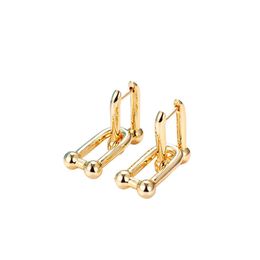 Designer Gold plating Brand top floor with bamboo ear buckle fashion U-shaped lock geometric Earrings W9HM
