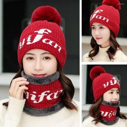 Bandanas Solid Colour Outdoor For Women Snow Riding Ski Beanies Hats Knitted Scarf Hat Set Warm Skullies Bonnet Caps