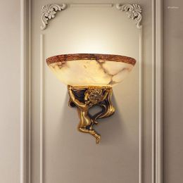 Wall Lamp Grand Marble Pot Light Europe Angel Home Decor Living Dining Room Bedroom Sconce Golden Bedside Staircase Hallway