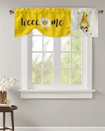 Curtain Summer Gnome Bee Daisy Small Rod Pocket Short Curtains Home Decor Partition Cabinet Door Window