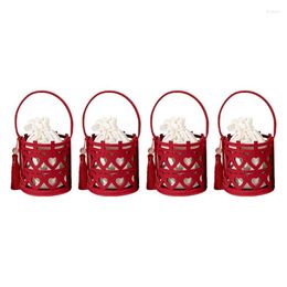 Gift Wrap 4 Pieces Bridesmaid Handbag China Wedding Red Box Hand Tote Bag Accessories