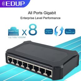 Switches EDUP 10 100 1000Mbps Ethernet Switch 8 Ports LAN Hub RJ45 EPSG7810 Buildin Loopback Switch RTL8370N Chipset