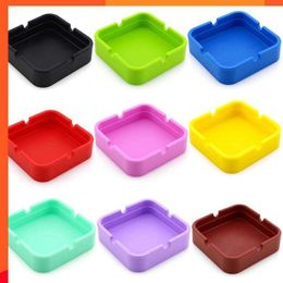 New Soft Silicone Ashtray Square Ash Tray Holder Colourful Ashtray Silicone Rack Holder Rubber Anti-scalding Ashtray Car Accessories