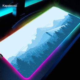 Rests Custom Deep Forest Firewatch Gamer Mouse Pad Design RGB Setup Anime Mouse Carpet Mousepad LED Gaming Accessories Table Mat