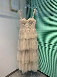 Women's Dress 2023 Spring/Summer New European Fashion Designer Dress Beaded Heavy Industry Embroidery Embroidery Hanging Strap Dress