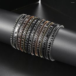 Link Bracelets Trendy Unusual Black Crystal Tennis Bracelet For Men Adjustable Zircon Women Bangle Chain On The Hand Steampunk Jewellery