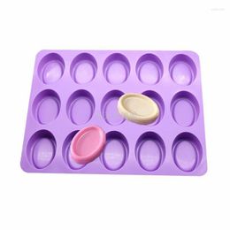 Baking Moulds 15 Hole Oval Handmade Food Grade Silicone Soap Mold For Making Bread Cookies Egg Shape Candy Cake Decorating Tools