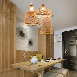 Pendant Lamps Bamboo Chandelier Modern Southeast Asian Style E27 Dining Room Living Tea Duplex Coffee Restaurant Rattan