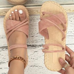 Sandali per le donne Elastico Casual Bohemian Minimalista Cinturino incrociato Scivoli Scarpe da spiaggia Pantofole Sandali con plateau da donnaSandali