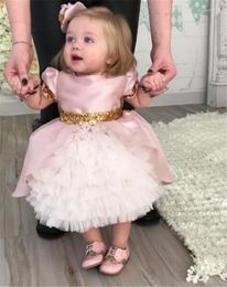 Girl Dresses Cute Baby Girls Birthday Gown With Sequined Bow Flower Party Frocks Baptism
