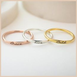 Cluster Rings Personalised 925 Silver Custom Name Ring Engraved Initial Date Coordinates Delicate Stackable Women Men Jewellery