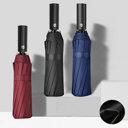 Umbrellas DyuIhr 12-Bone Self-opening And Closing Black Glue Sunscreen Umbrella Increase Couple Windproof Folding Three-fold