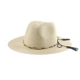 Hat Beach Hats for Women Bucket Hat Summer Women's Hat Straw Hat Sun Protection Solid Chain Luxury Casual