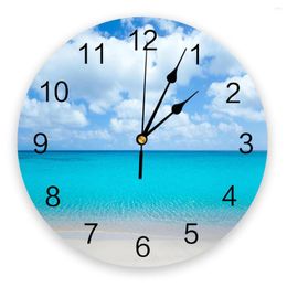 Wall Clocks Ocean Sea Water Blue Sky Clouds Scenery Clock Home Decor Silent Oclock Watch Digital For Kids Rooms