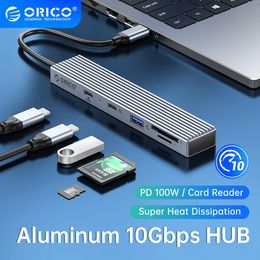 Hubs ORICO Type C USB 3.2 10Gbps HUB 4 Port 4K60Hz HDMIcompatib PD100 SD TF Splitter OTG Adapter For Macbook PC Computer Accessories