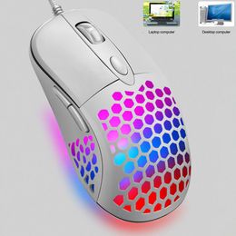 Mice 6400DPI Honeycomb Mouse PC Desktop Computer Laptop Accessories Gaming Mice RGB USB Wired Hollow Luminous Electric Gamer Mause