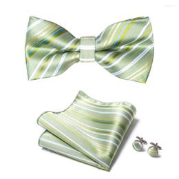 Bow Ties Top Grade Silk 36 Colors Butterfly Bowtie Pocket Squares Cufflink Set Necktie Box Printed Light Blue Formal Clothing