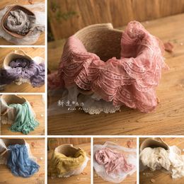 Keepsakes 180x95cm born Pography Props Wrap Accessories Soft Lace Cotton Yarn Blanket Baby Girl born Po Flokati Posing Prop 230526