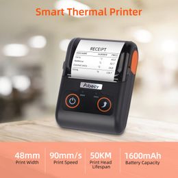 Printers Portable Receipt Printer 58MM Thermal Printer Mobile POS Printer USB BT Connection Compatible with Windows Android iOS