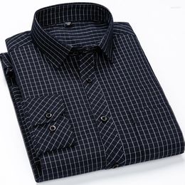 Men's Dress Shirts 2023 Men's Standard Fit Long Sleeve Striped Casual Single Patch Pocket Button-down Collar Comfortable