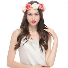 Hair Clips Bohemian Beach Rose Flower Hoop Bride Bridesmaid Wedding Wreath Headband Accessories