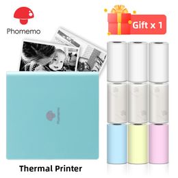 Printers Phomemo M02 Portable Printer 203dpi Wireless BluetoothCompatible Thermal Mini Pocket 53mm Photo Mobile Printer for Home Office