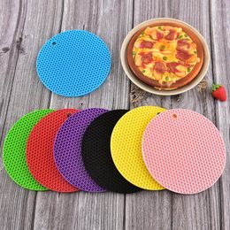 Table Mats 5Pcs Round Heat Resistant Silicone Mat Drink Cup Coasters Insulation Non-slip Pot Holder Thicken Placemat Kitchen Accessor
