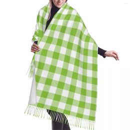 Scarves Autumn Winter Warm Green Checked Plaid Fashion Shawl Tassel Wrap Neck Headband Hijabs Stole