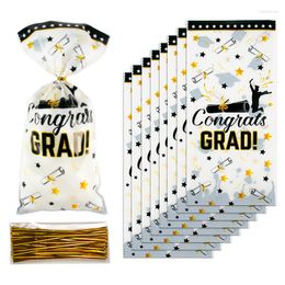 Gift Wrap 100 Pcs Congratulation Bags Class Of 2023 Decorations Gifts Packaging Bag Candy Graduation Party Supplies