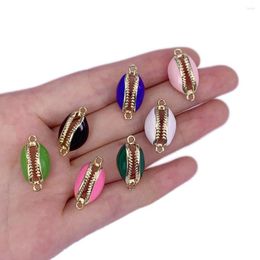 Charms Summer Beach Colorful Enamel Shell Bracelet Pendant Personality DIY Vintage Gold Plated Conch Jewelry Cute Accessories Couple
