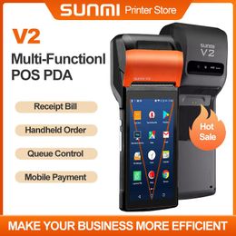 Printers SUNMI V2 Receipt POS PDA 58mm Android 7.1 Thermal Handheld Printer 4G BT WiFi Compatible Mobile Ordering Cash Stock AllInOne