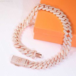 Make in China Custom Cuban Chain Rose Gold Plated Sterling Silver 3 Rows Vvs Moissnaite Diamond Shining Chain for Hiphop Life