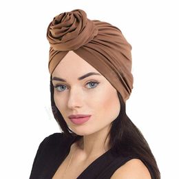 Big Flower Knot Women Muslim Hijab Turban Chemo Cap Bonnet Elastic Cancer Beanies Head Wrap Scarf Cover Turbantes Bandana Mujer