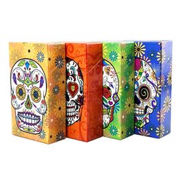 Cool Smoking Colorful Skull Pattern Cigarette Cases Plastic Storage Box 112MM Exclusive Design Housing Automatic Spring Opening Flip Moistureproof Stash Case