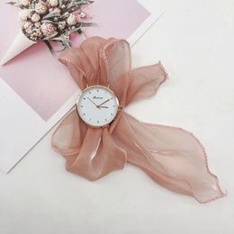 Wristwatches Fashion Pure Colour Ribbon Watch Winding Strap Student DIY Hand-Made Little Fairy Quartz WatchWristwatches