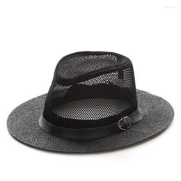 Berets Summer Men Women Paper Straw Jazz Fedoras Hats With Belt Buckle Wide Flat Brim Beach Sunshade Hat Party Formal Panama Cap GH-665