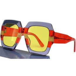 LUX Desi8s Model Big-Square Gradient Sunglasses for Women UV400 55-23-140 Italy multi-color Plank Fullrim for Prescription Goggles fullset design case