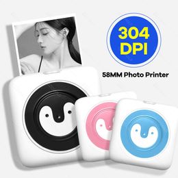 Printers 304DPI Mini Bluetooth Photo Printer Thermal Wireless Phone Printer Mobile Picture Notes Sticker Label Print Printer Maker