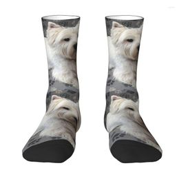 Men's Socks Novelty Mens Westie Print Pattern Dress Unisex Warm Breathbale 3D Printed West Highland White Terrier Crew