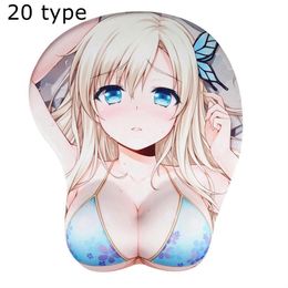 Rests FFFAS 3D Mouse Pad Mat With Wrist Rest Gaming Silica Gel Anime Breast Mousepad