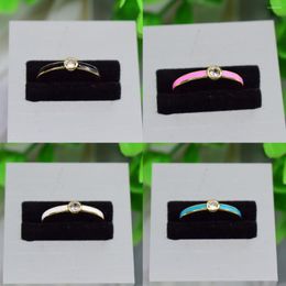 Cluster Rings The Hip-hop Style Minimalist Fashion For Men And Women Multicoloured Enamel Micro Pave CZ Ring Wholesale