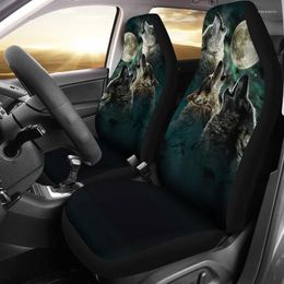 Car Seat Covers Howling Wolfs Cover 2 Front Emo Goth Punk Accessories Floral Gift For Her