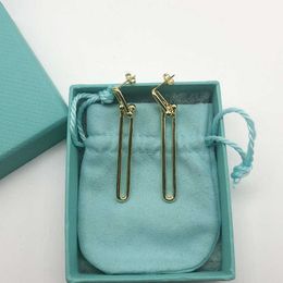 Designer Brand fashion U-shaped gold earrings long simple 925 Sterling Silver tassel high-grade feeling Earrings 59CH