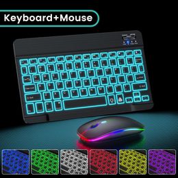 Keyboards Wireless Keyboard And Mouse For Computer Bluetooth RGB Backlit Keyboard Kit Russian Spainish Keyboard Keycaps For Tablet Ipad