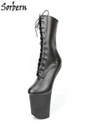 Sorbern 20Cm Hoof Heelless Botines para mujer Zapatos de plataforma Cosplay Unisex Dragqueen Booty Extreme High Heels Vamp Cos Shoes D2439444