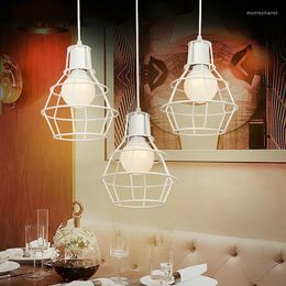 Pendant Lamps !! Vintage Wrought Iron Cage Lamp Wire E27 Holder Base Small Light 110v 220v Loft Work