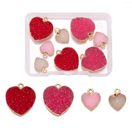 Charms 8Pcs 4 Styles Electroplate Druzy Resin Pendants With Light Gold Iron Findings Valentine's Day Heart Mixed Colour 2pcs/style