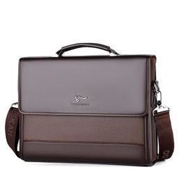 Briefcases 2023 Male Handbags Pu Leather Men's Tote Briefcase Business Shoulder Bag For Men Brand Laptop Bags Man Organizer Documents